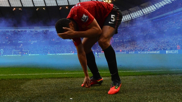 Rio Ferdinand was hit as he celebrated Robin van Persie's late winner