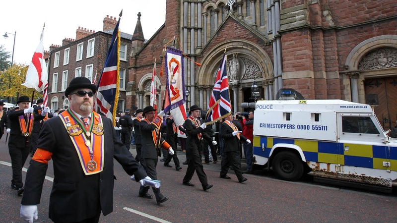 North Belfast Orange Order marching last December