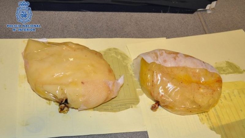 The implants were found to carry 1.38kg of cocaine (Pic: Spanish police)