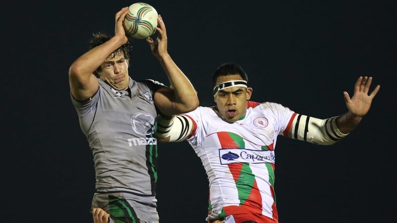 Mike McCarthy claims lineout ball during the victory over Biarritz last week