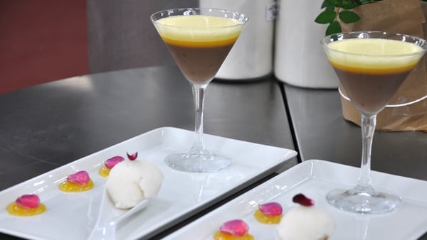 Chocolate hazelnut parfait with orange tapioca