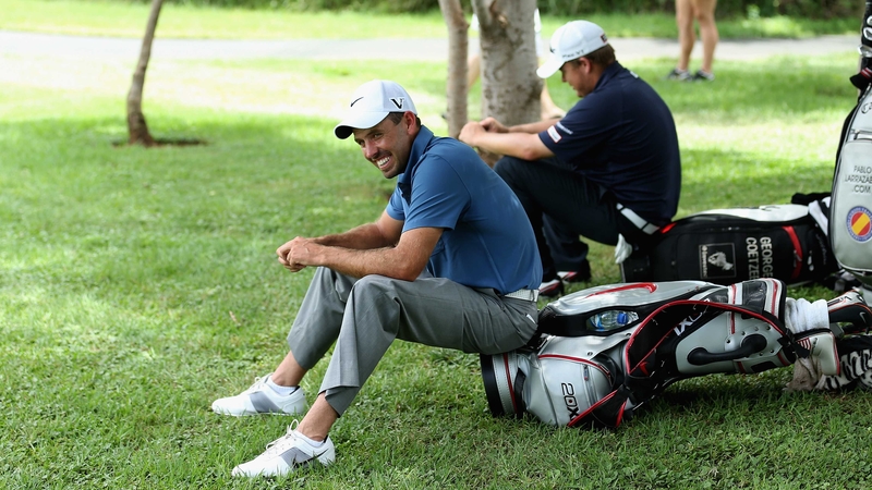 Charl Schwartzel waits his turn during the second round today