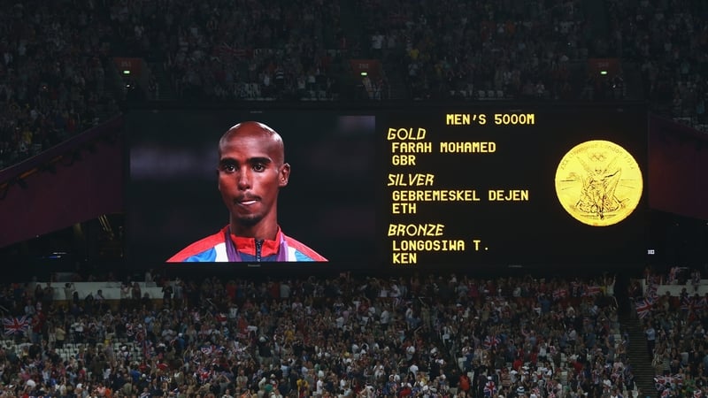 Farah pictured his win in the 5,000 metres at the London Games