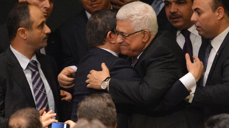 NOVEMBER: President Mahmoud Abbas was congratulated by Turkey's Foreign Minister after the UN General Assembly voted to recognise the state of Palestine