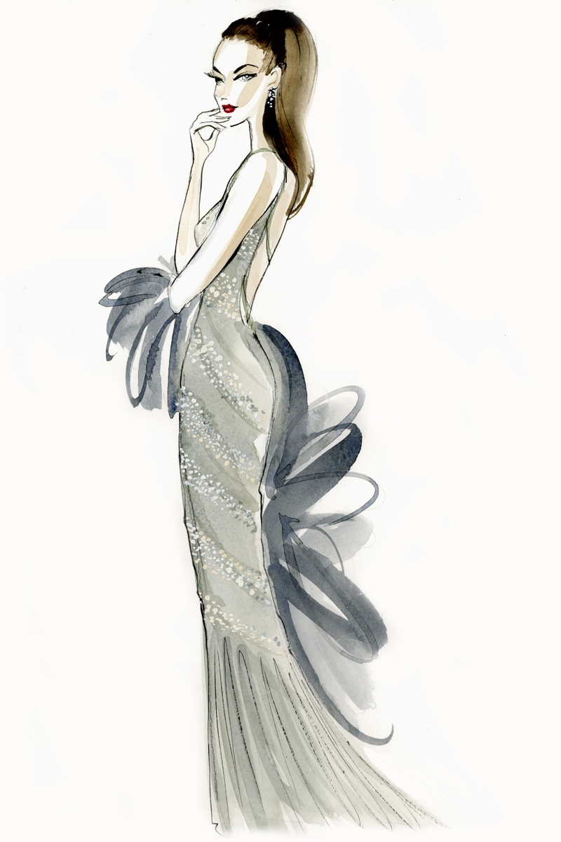 Jean Byrne as Catherine Zeta Jones. Grey sequinned dress from Debenhams €302, Black Faux Fur shrug from Debenhams €72, Grey stone linear earings from Jenny Vander €80, Silver embellished sandals from Debenhams €91