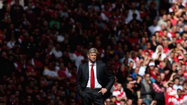 Arsenal's Manager Arsene Wenger looks on during the Barclay's Premier League match between Arsenal and Chelsea