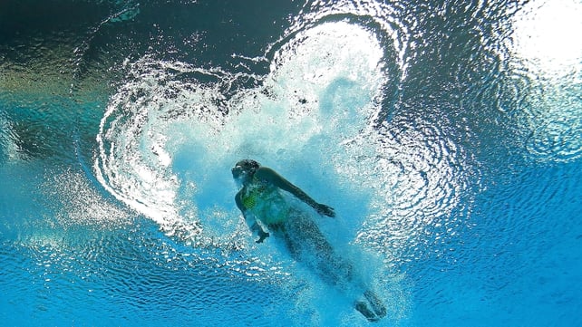 A heart-shaped splash as Christina Loukas of the US competes in the women's 3m springboard diving at London 2012