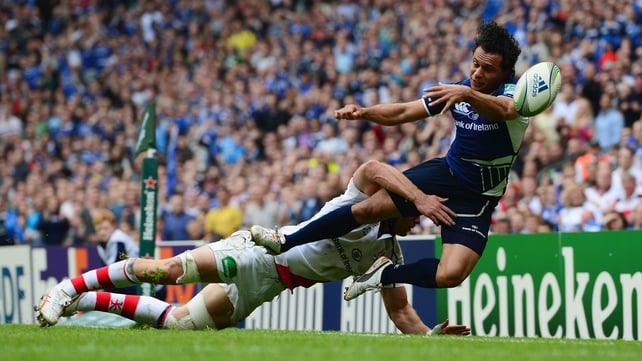 Leinster's Isa Nacewa is tackled by Stephen Ferris of Ulster in the Heineken Cup final