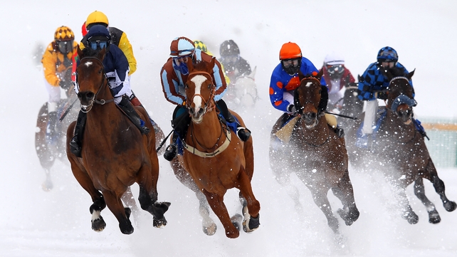 The White Turf horse racing meeting is held on the frozen Lake St Moritz in Switzerland each February
