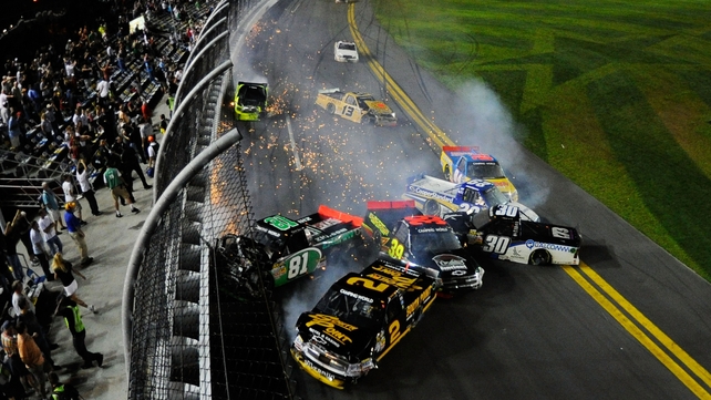 A huge crash during the NASCAR Camping World Truck Series