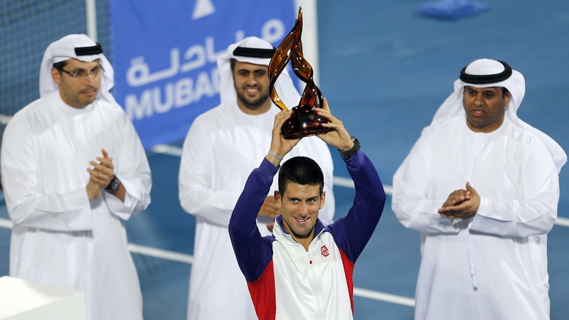 Novak Djokovic claimed the Abu Dhabi exhibition tournament for a second time on Saturday