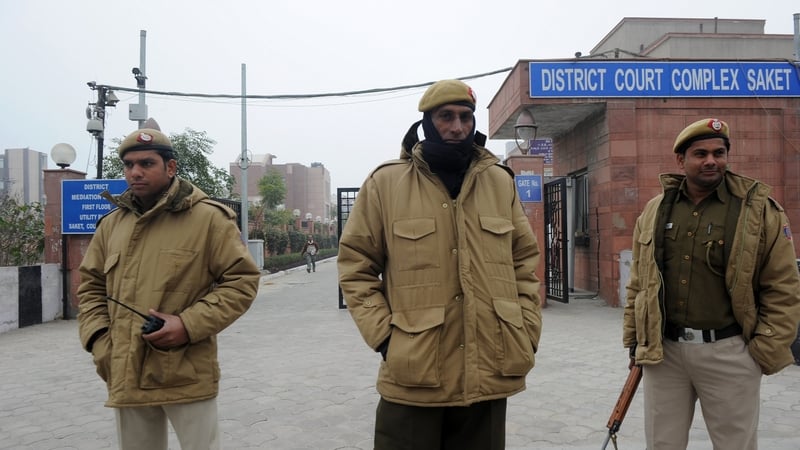 There was a strong police presence outside the court this morning