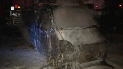 The bomb went off as dozens gathered at the petrol station