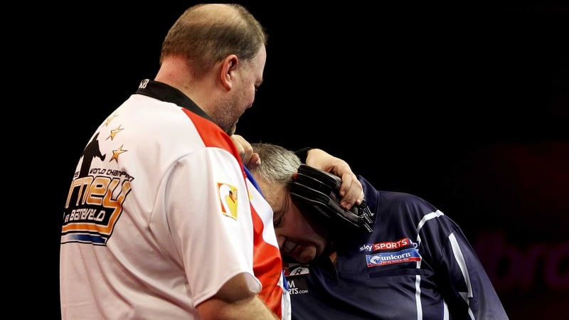 Phil Taylor and Raymond van Barneveld were involved in an exchanged after their semi-final match