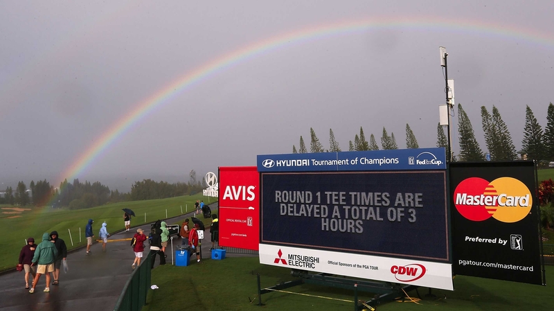 A rainbow is seen over the Plantation Course
