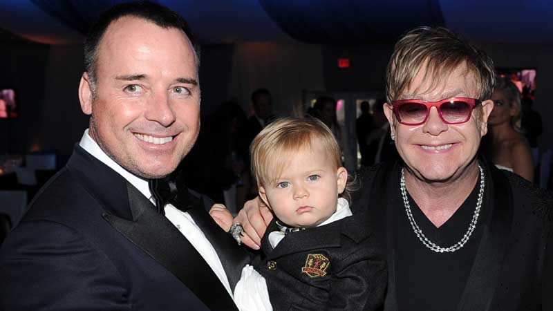 Elton John, with husband David Furnish and their eldest son, Zachary