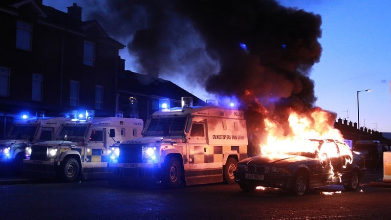 Petrol bombs were thrown at officers during overnight protests