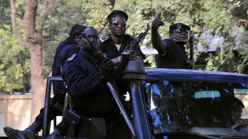 Mali police patrol the town of Bamako