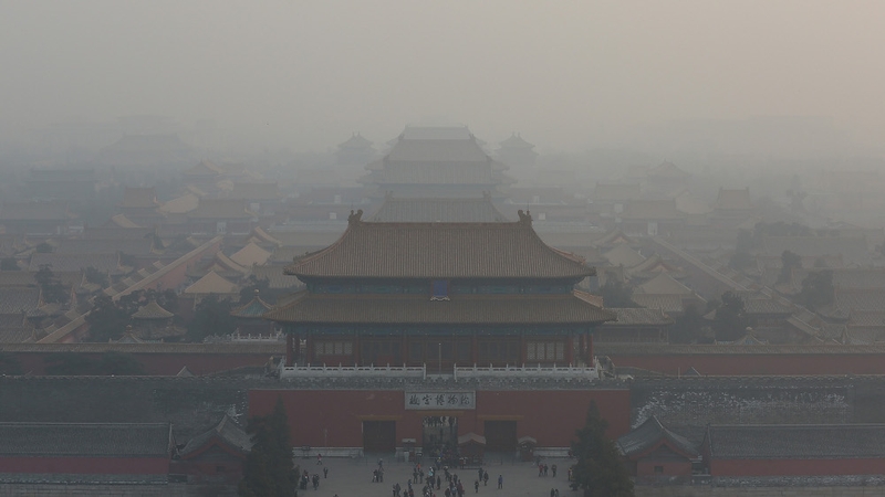 The Forbidden City in Beijing is shrouded in smog as pollution levels reach record highs