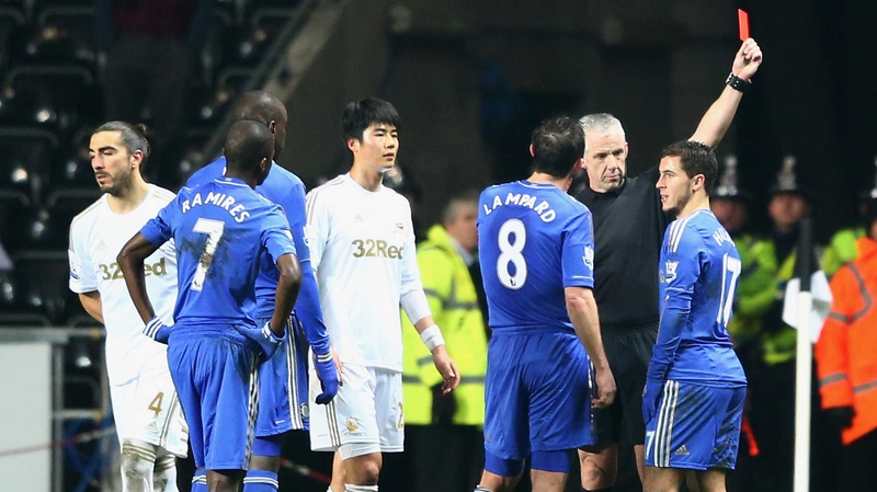 Eden Hazard is sent off for a moment of madness