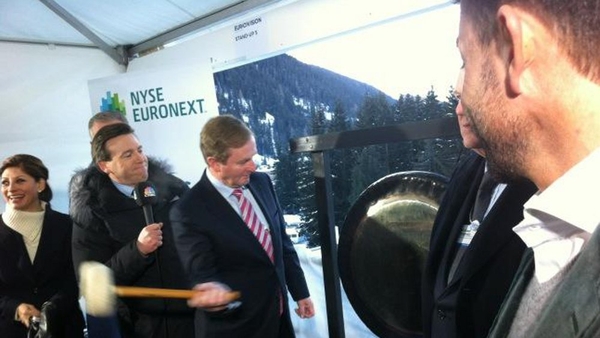 Mr Kenny opened the European Stock Markets at the CNBC tent in Davos