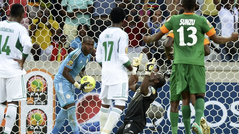 Kennedy Mweene celebrates after being successful from the spot