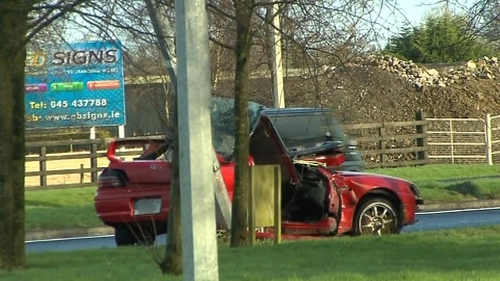 The crash happened on the Naas to Newbridge road at 3.20am