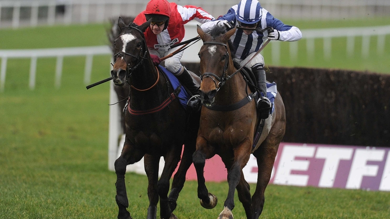 Monbeg Dude (far side) won last year's Welsh National under a masterful waiting ride from Paul Carberry