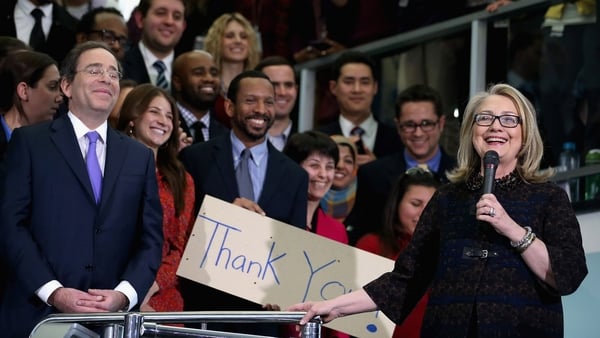 Hillary Clinton told staff at the US State Department that she was proud of the work they had done
