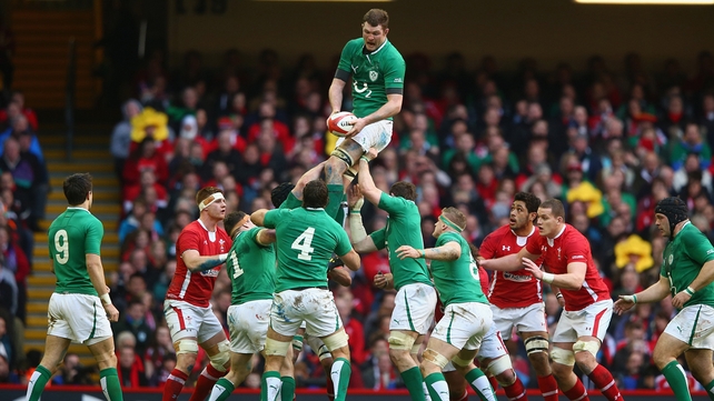 Donnacha Ryan claims a lineout as Ireland began their disappointing Six Nations campaign with a win over Wales in the Millenium Stadium