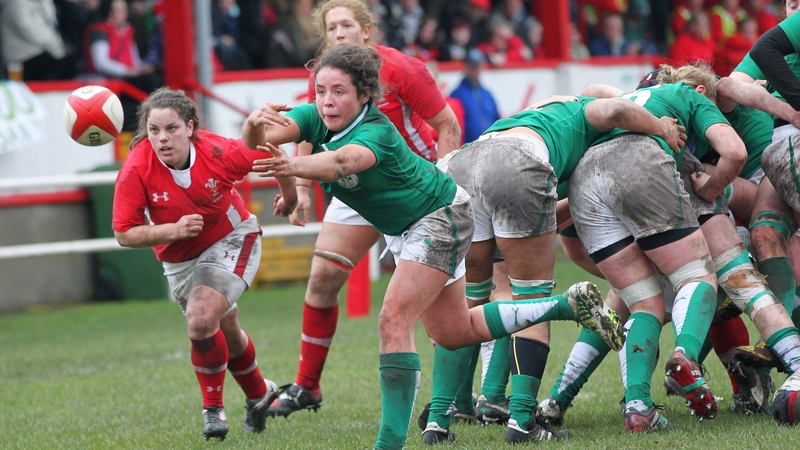 Ireland's Larissa Muldoon releases a pass against Wales