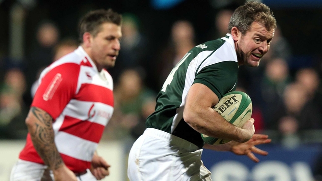 James Topping runs in for a try for Ireland