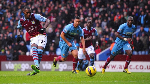 Christian Benteke put Villa ahead from the spot after 74 minutes