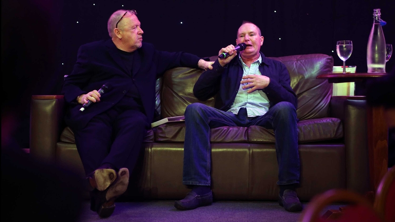 Paul Gascoigne with his agent Terry Baker (left) during an after dinner charity event function