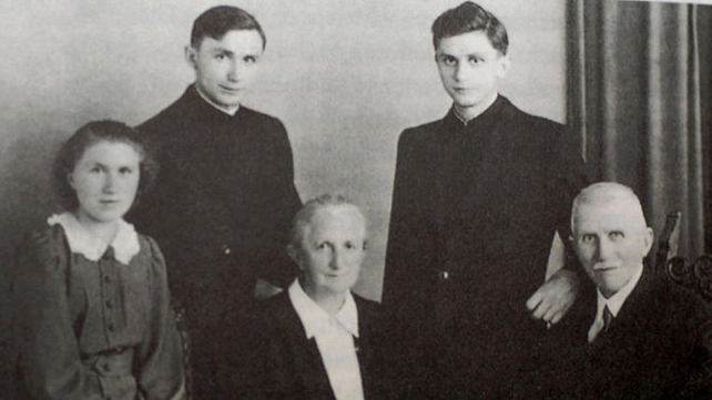 Joseph Ratzinger (back row right), with his father Josef, mother Maria, sister Maria and brother Georg in 1951