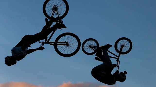 BMX riders perform during Nitro Circus Live at Westpac Stadium in New Zealand