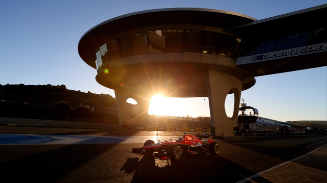 Marussia's Max Chilton during Formula One winter testing in Jerez