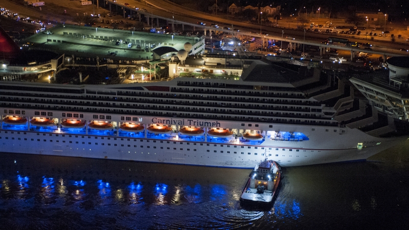 It took several hours to get passengers off the Triumph ship when it finally docked in Mobile