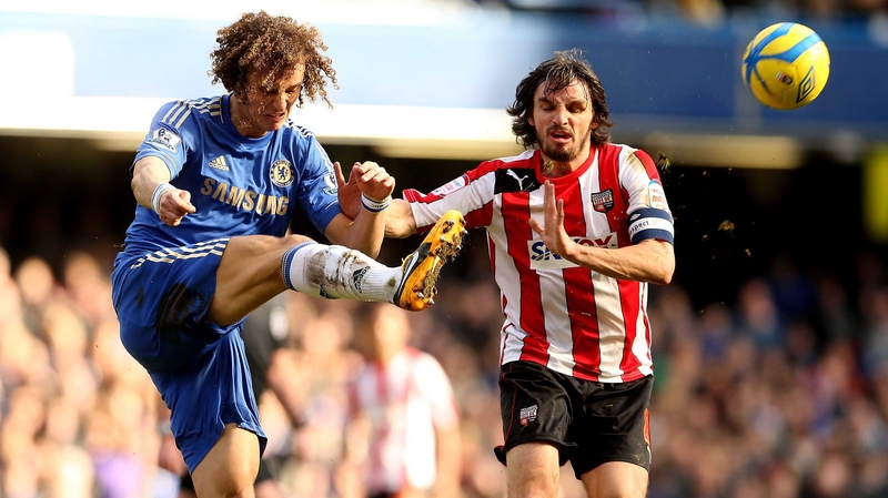 Republic of Ireland international Jonathan Douglas challenges David Luiz