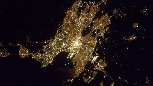 A picture of Dublin taken by Commander Chris Hadfield from the International Space Station