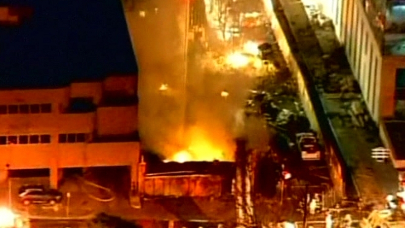 The massive fire appeared to have engulfed an entire city block