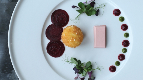 Crispy Goat’s Cheese with Beetroot Panna Cotta