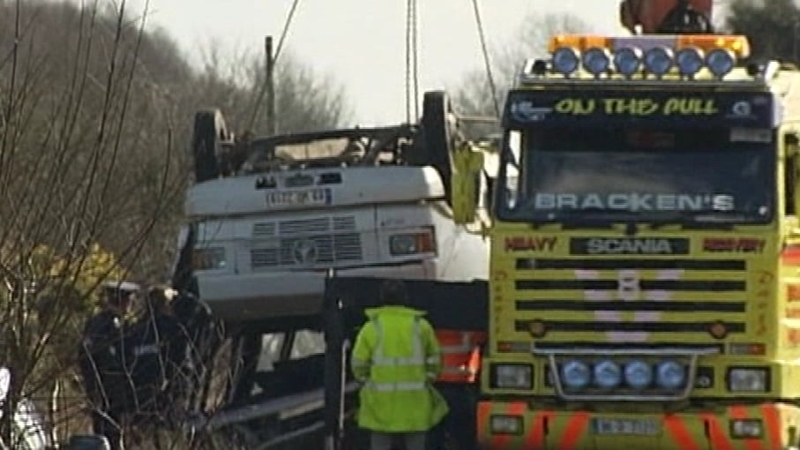 Michael White died when the bus went out of control and flipped over on a bog road