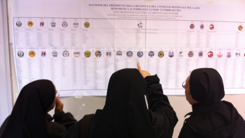 Nuns consider their options as voting gets under way (Pic: Tony Connelly)