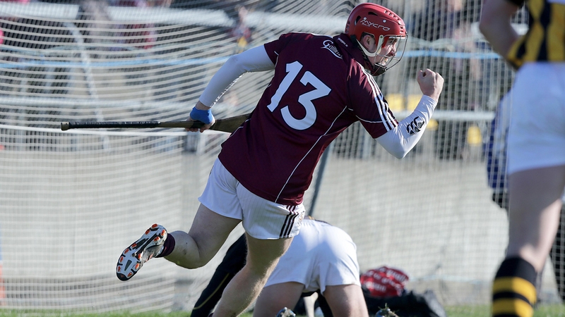 Niall Healy celebrates his goal for Galway