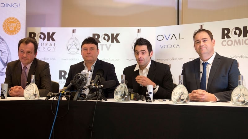 Ronnie O'Sullivan with Jimmy White at the news conference in London this afternoon