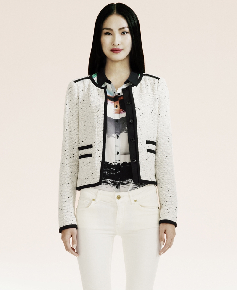 White bouclé jacket €175 Oui at House of Fraser