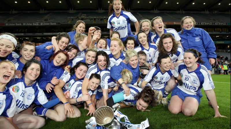 Milford celebrate with the Bill Carroll Cup at HQ