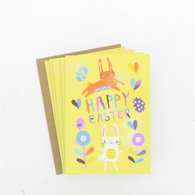 Happy Easter watercolour bunnies card pack, €3.50
