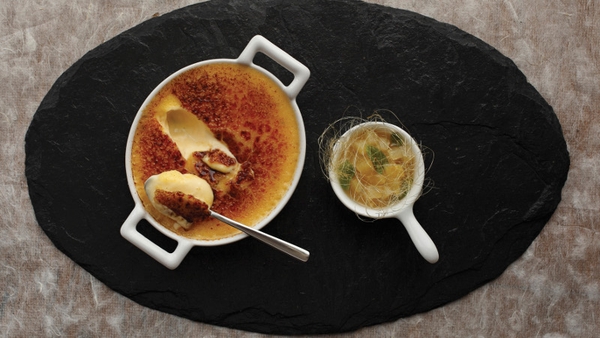 Vanilla Crème Brûlée with Poached Irish Apple Comp